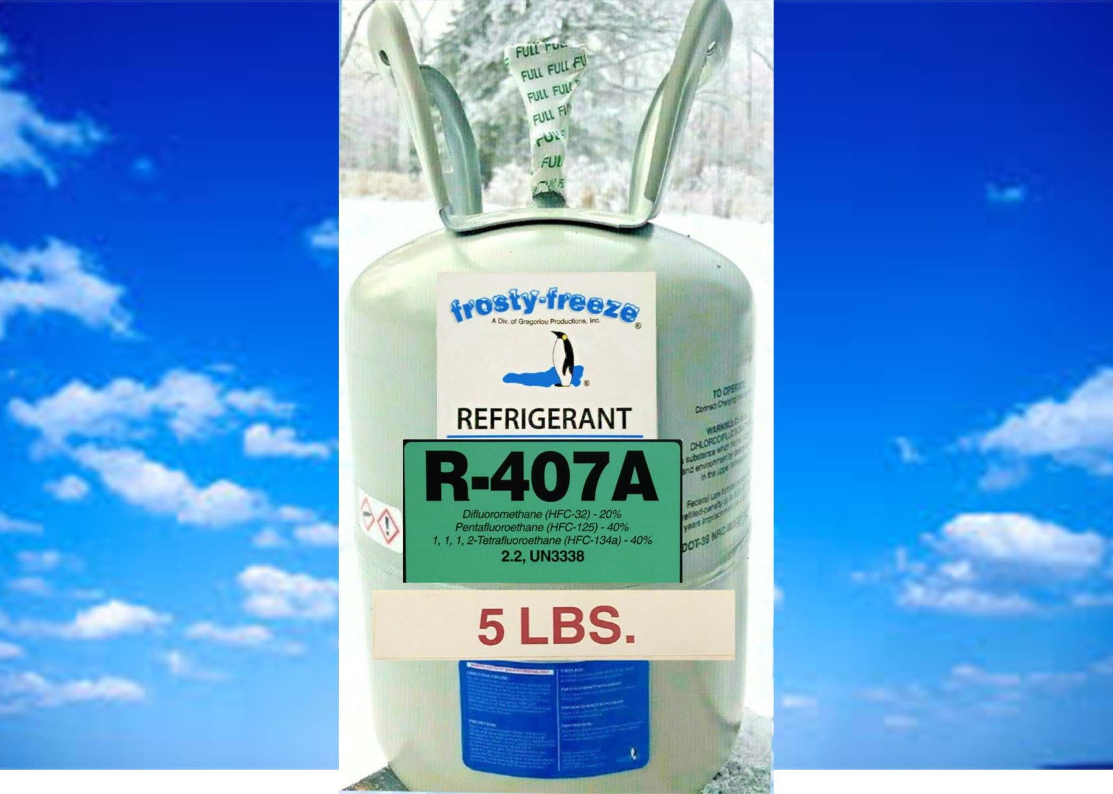 R407a, R22 Refrigeration Replacement, 5 Lb. Can, Low Medium Temp. Refrigeration