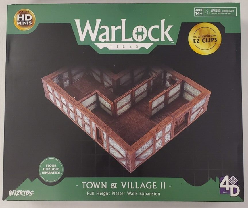Wizkids Warlock Tiles - Town & Village Ii - Full Height Plaster Walls Expansion