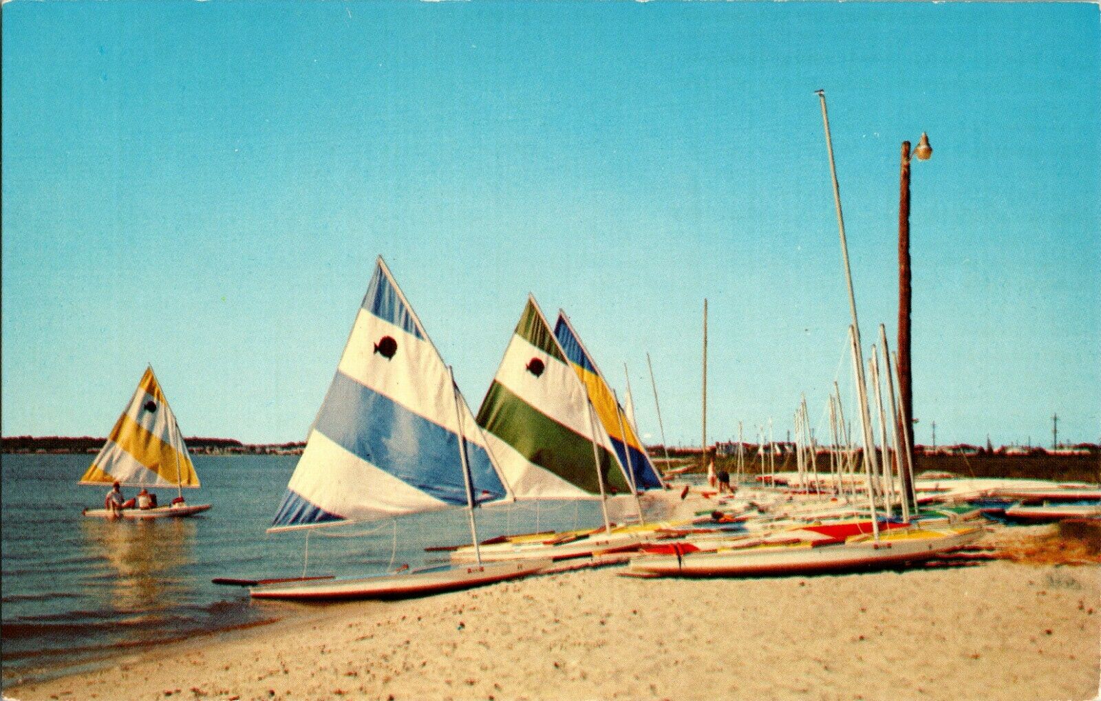 Postcard De Sailboats On The Beach Rehoboth Bay Delaware Coast