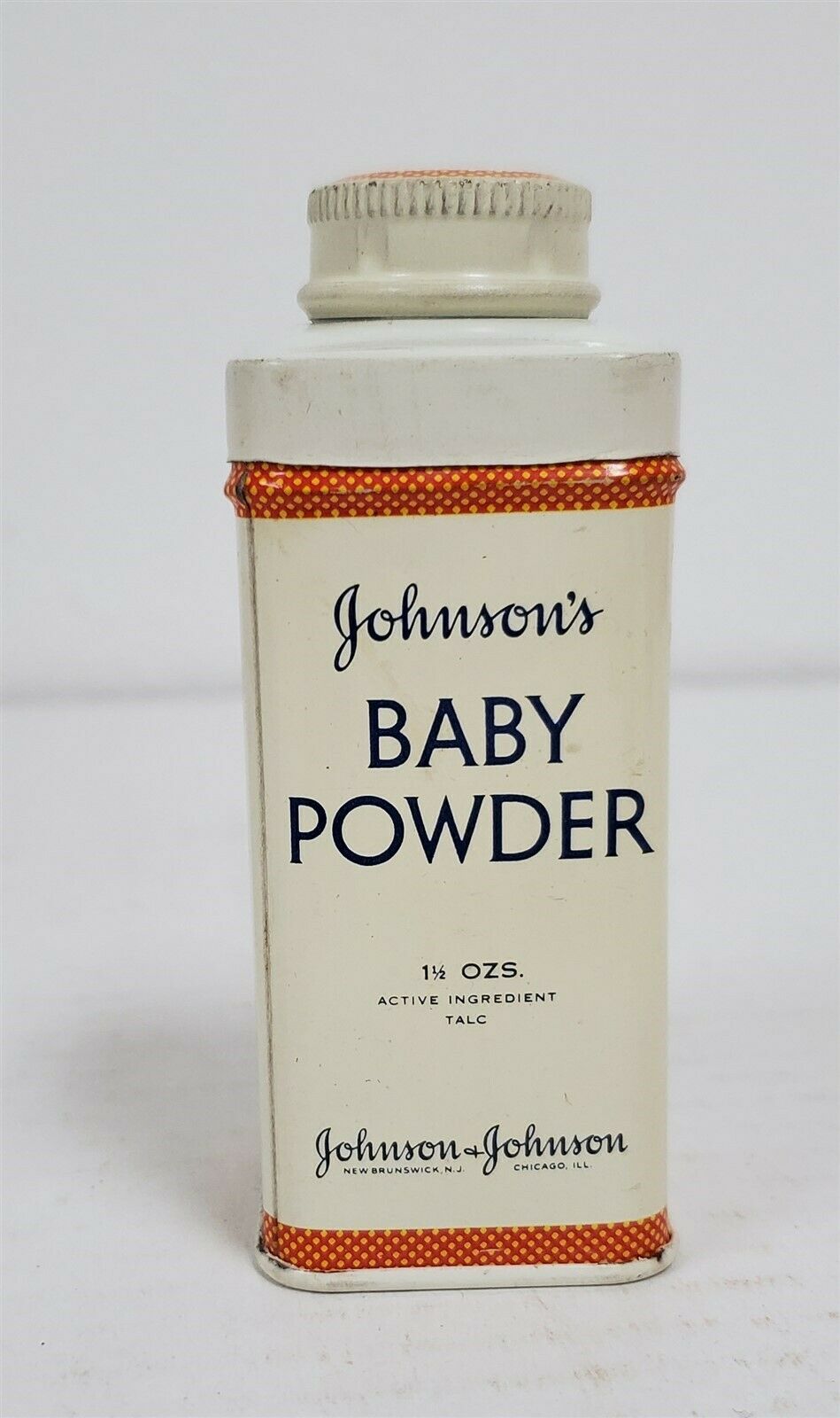 S139 Vintage 1950's? Johnsons Baby Powder In Tin Litho Can Nearly Full