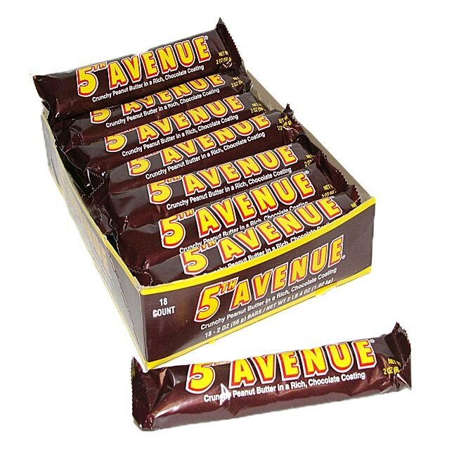 5th Avenue 18ct Case Full-size Milk Chocolate Peanut Butter Candy Free Shipping
