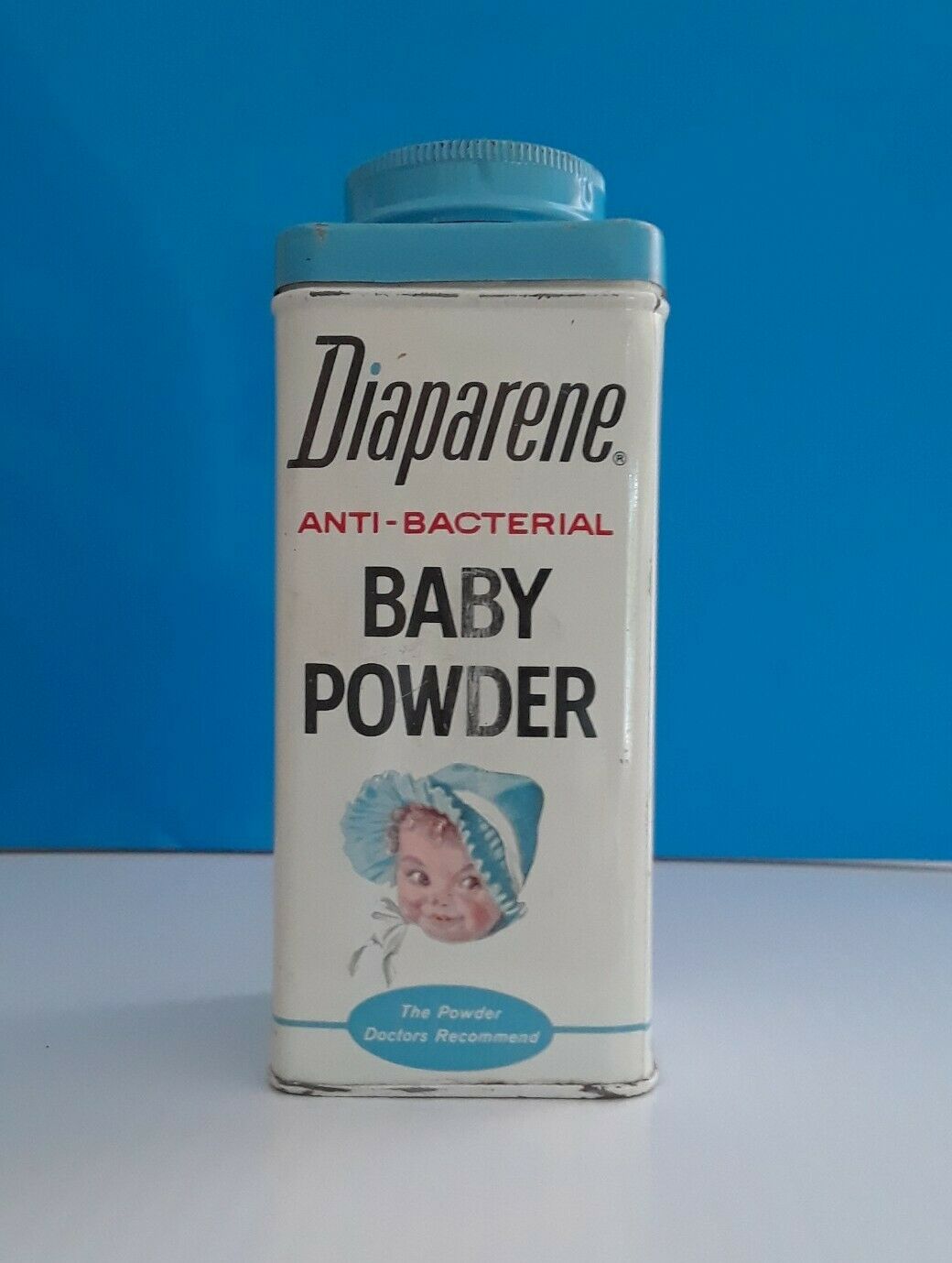 Vintage Empty Diaperene Baby Powder Tin Shaker Nursery Decor