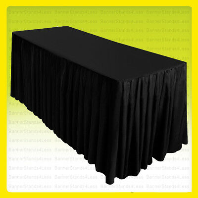 6' Fitted Table Skirt Cover Tablecloth W/top Topper Wedding Banquet Event Black