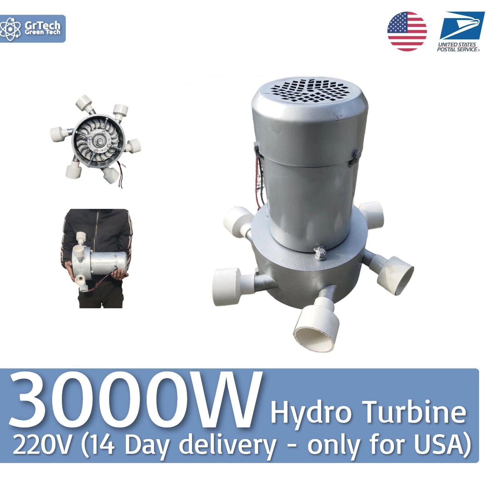 3000w Hydroelectric Turbine Ac 220v Generator 3500 Rpm Mini Hydro Usa Warehouse