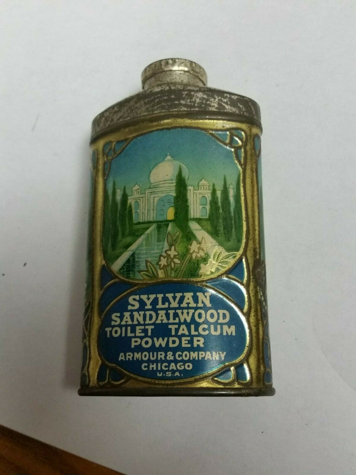 Vintage Graphics Sylvan Talcum Powder Tin Drug Store Advertising Usa Free Ship