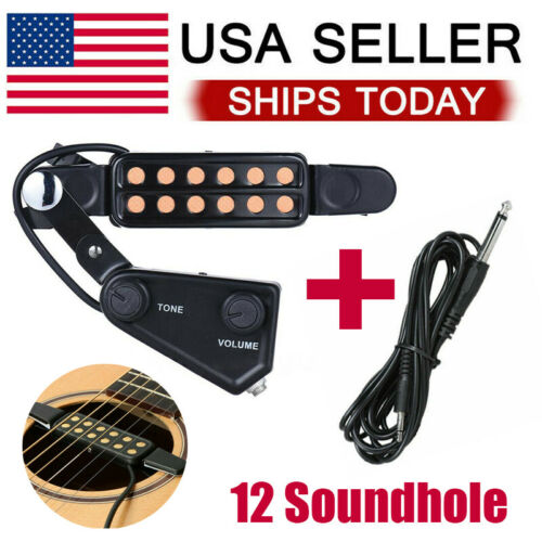 12 Hole Pickup Acoustic Guitar Soundhole Pickup Microphone Amplifier Speaker
