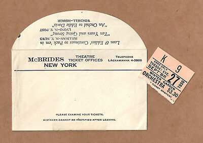 Cole Porter "you Never Know" Clifton Webb 1938 Broadway Envelope / Ticket Stub