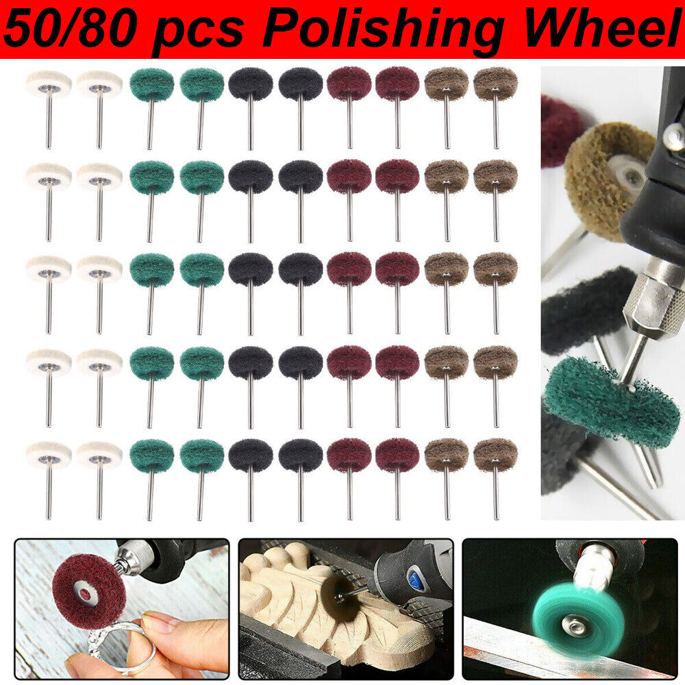 50/80x Abrasive Polishing Wheel 25mm Buffing Grinding Kit For Dremel Rotary Tool