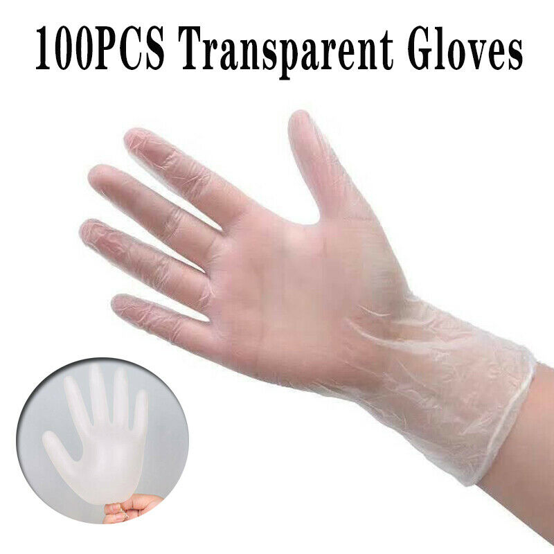 100pcs Disposable Transparent Gloves Powder Free Lab Home Work Cleaning Protect