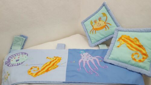 2 Kidsline Ocean Sea Life Nursery Window Valances 11" X 58" 2 Pillows 9" X 9"euc