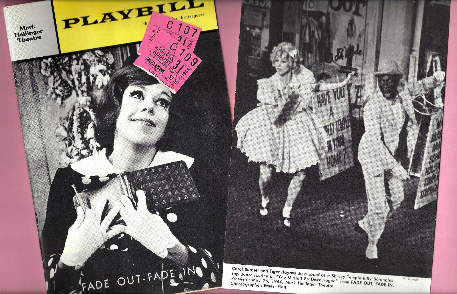 Carol Burnett "fade Out Fade In" Jack Cassidy / Jule Styne 1964 Playbill & Card