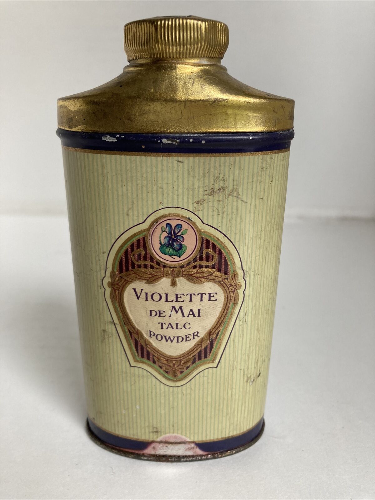 Vintage Violette De Mai Talc Powder Colgate & Co. Tin Nearly Full Estate Find