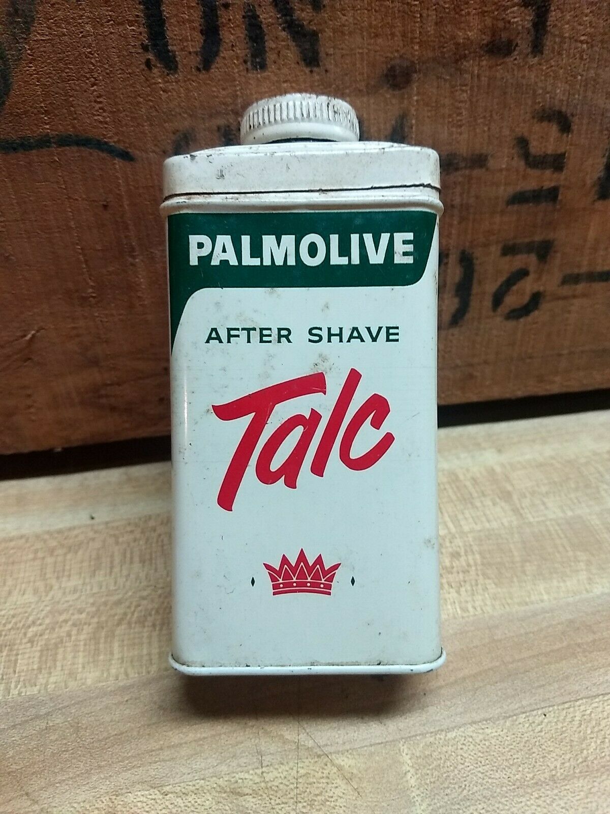 Vintage Palmolive After Shave Talc Tin, Partial Contents