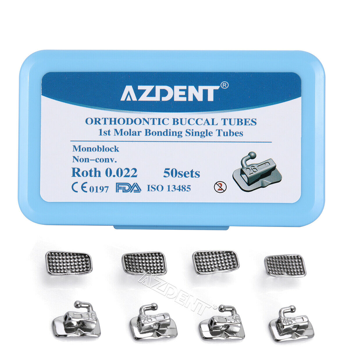 50sets Azdent Dental Orthodontic Sgl Buccal Tube Roth.022 1st Molar Non-conv