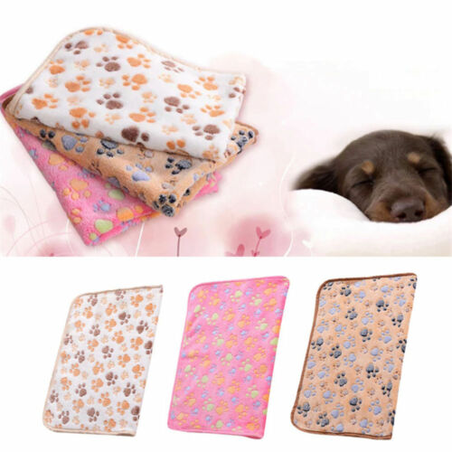 Pet Cat Dog Kitten Warm Blanket Hamsters Coral Velvet Soft Bed Mat Pad Paw Print