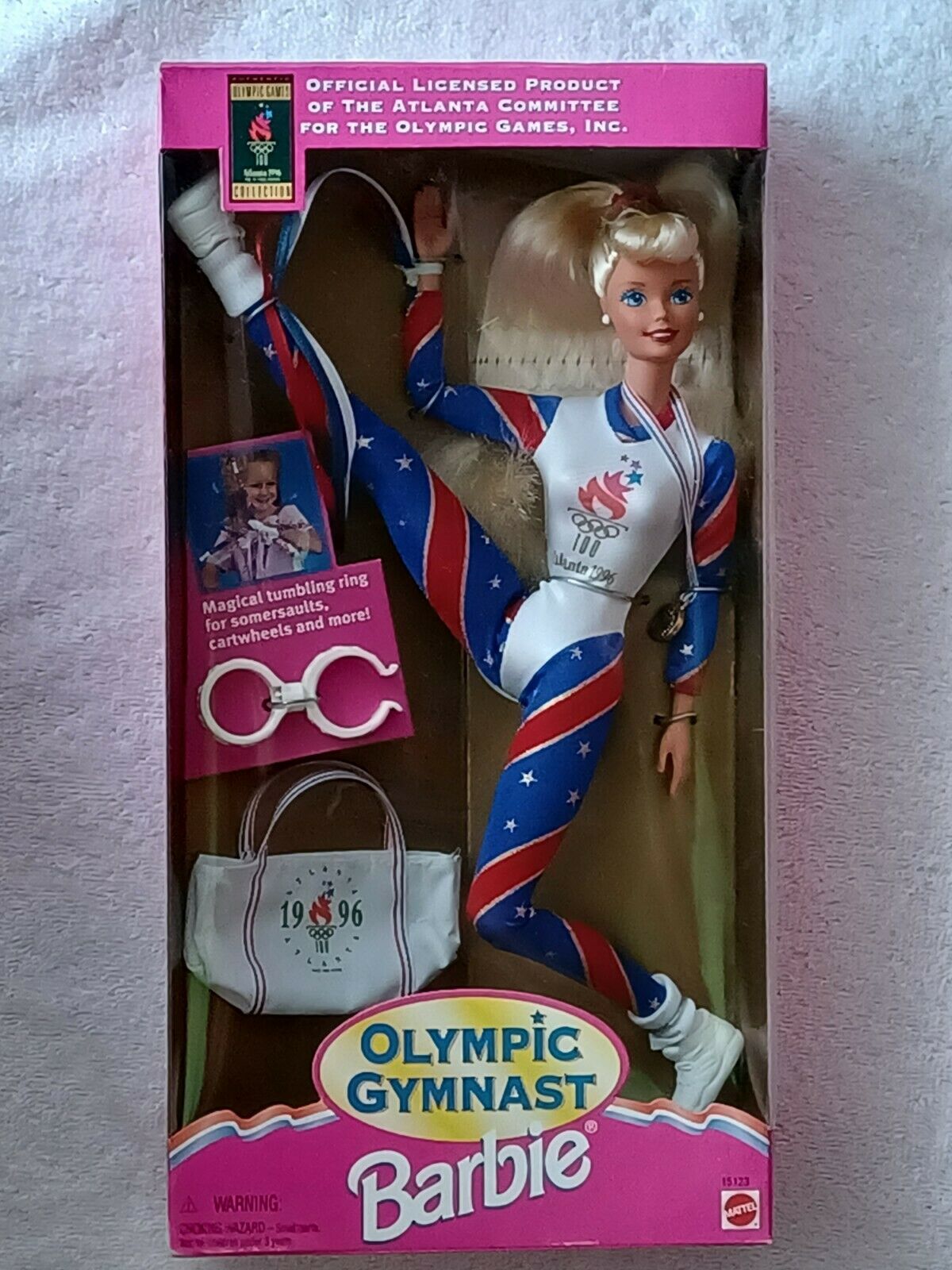 Vintage Mattel 1995 Blonde Olympic Gymnast Barbie Doll Nrfb #15123
