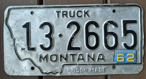 1959 1962 Tab Montana County 13 Ravalli "prison Made" Aluminum License Plate