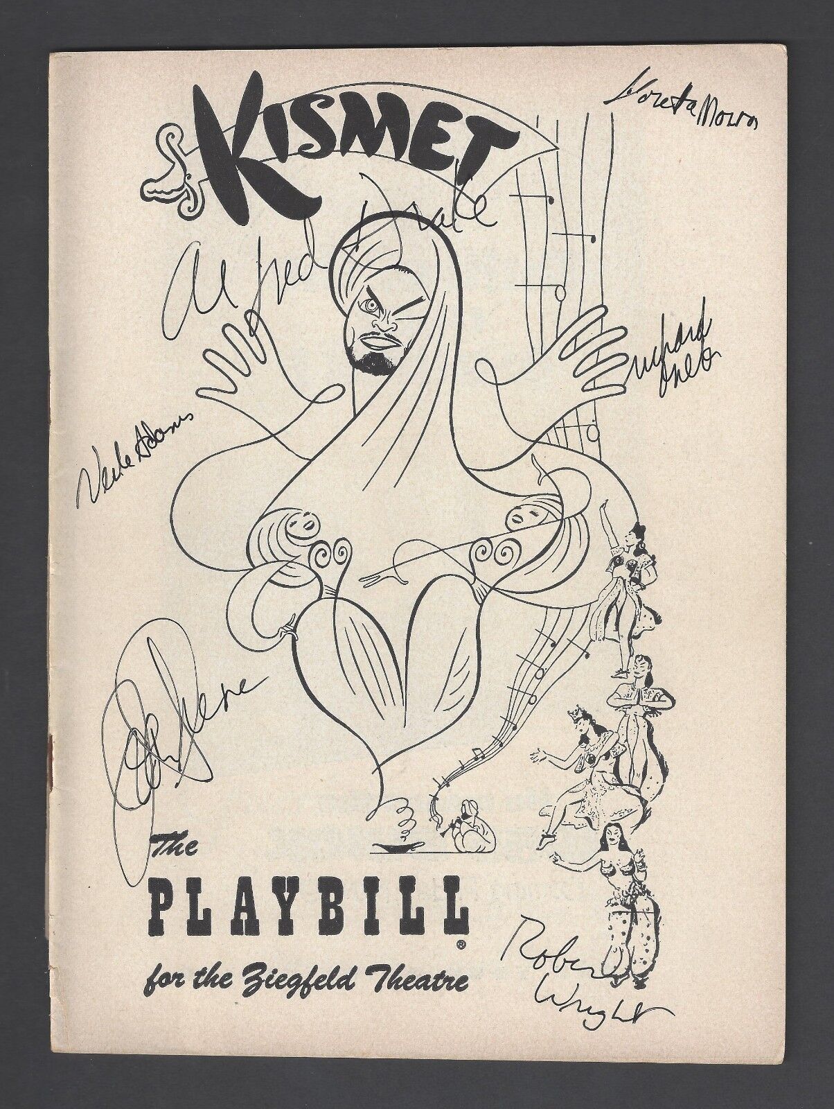Alfred Drake (signed) "kismet" Doretta Morrow / Robert Wright 1954 Playbill / Ag