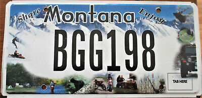 Montana Share Enjoy Graphic Outdoor Recreation License Plate # Bgg 198