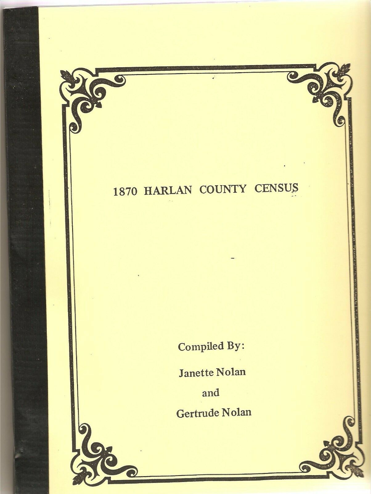 1870 Federal Census Book---harlan County Ky
