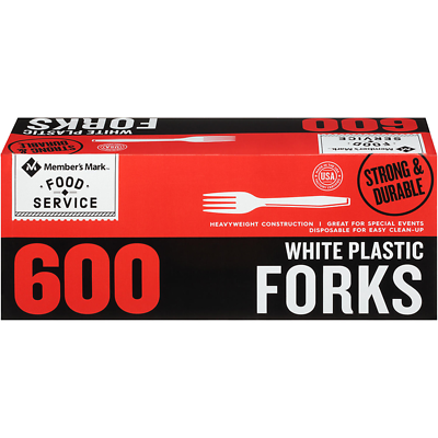 Member's Mark Disposable Heavy Duty White Plastic Forks (600 Count)
