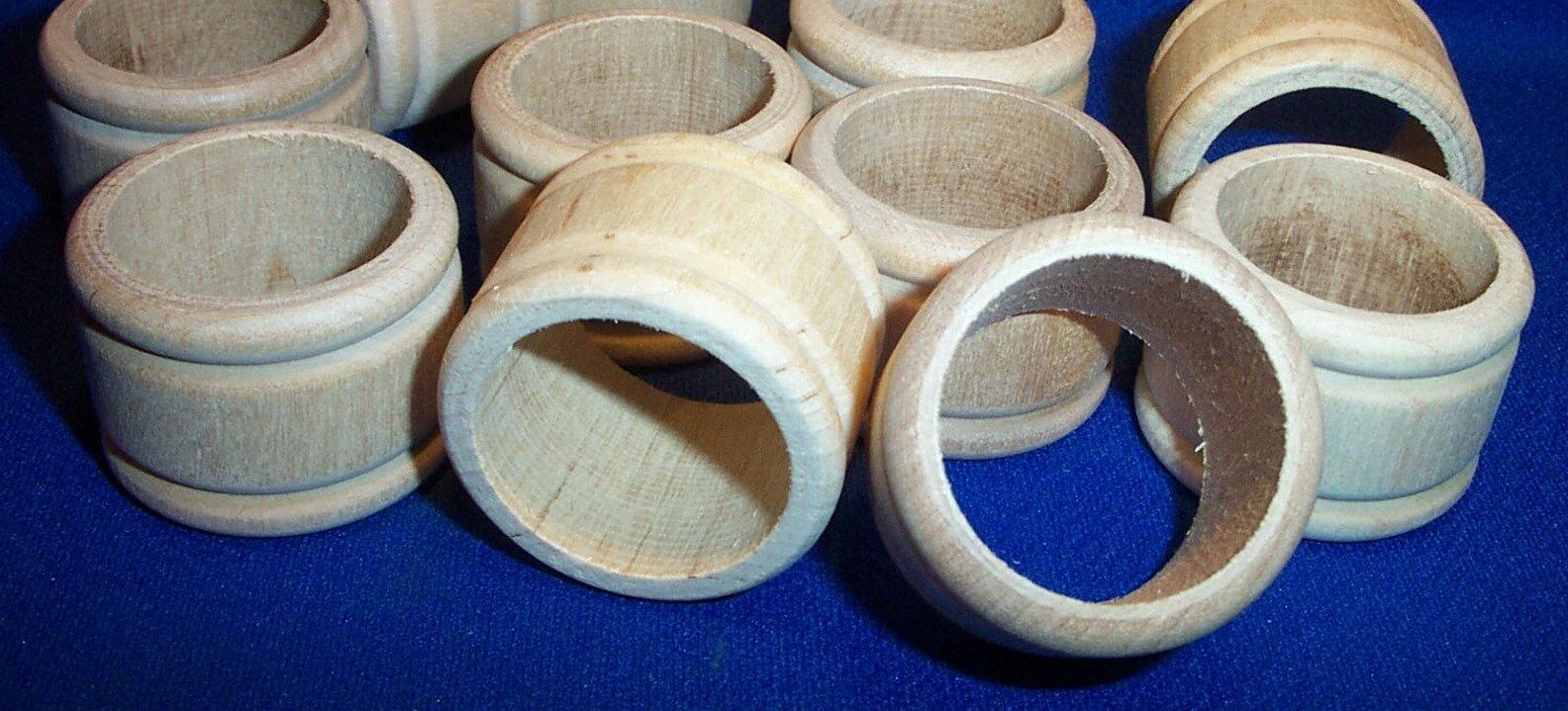 8 Natural Unfinished Wooden Hard Wood Napkin Rings Colonial Style New