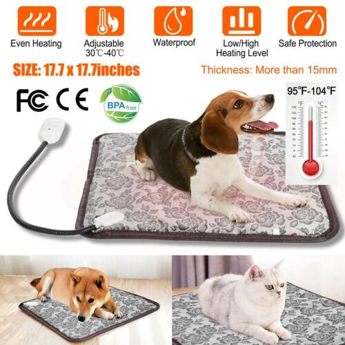 Pet Electric Heat Pad Blanket Heated Heating Mat Dog Cat Bunny Bed Waterproof