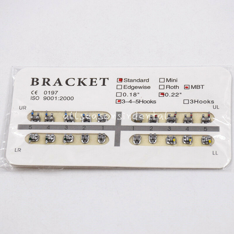 Dental Ortho Brackets Braces Metal Standard Mbt 0.22''slot 345 Hooks 1 Set/20pcs