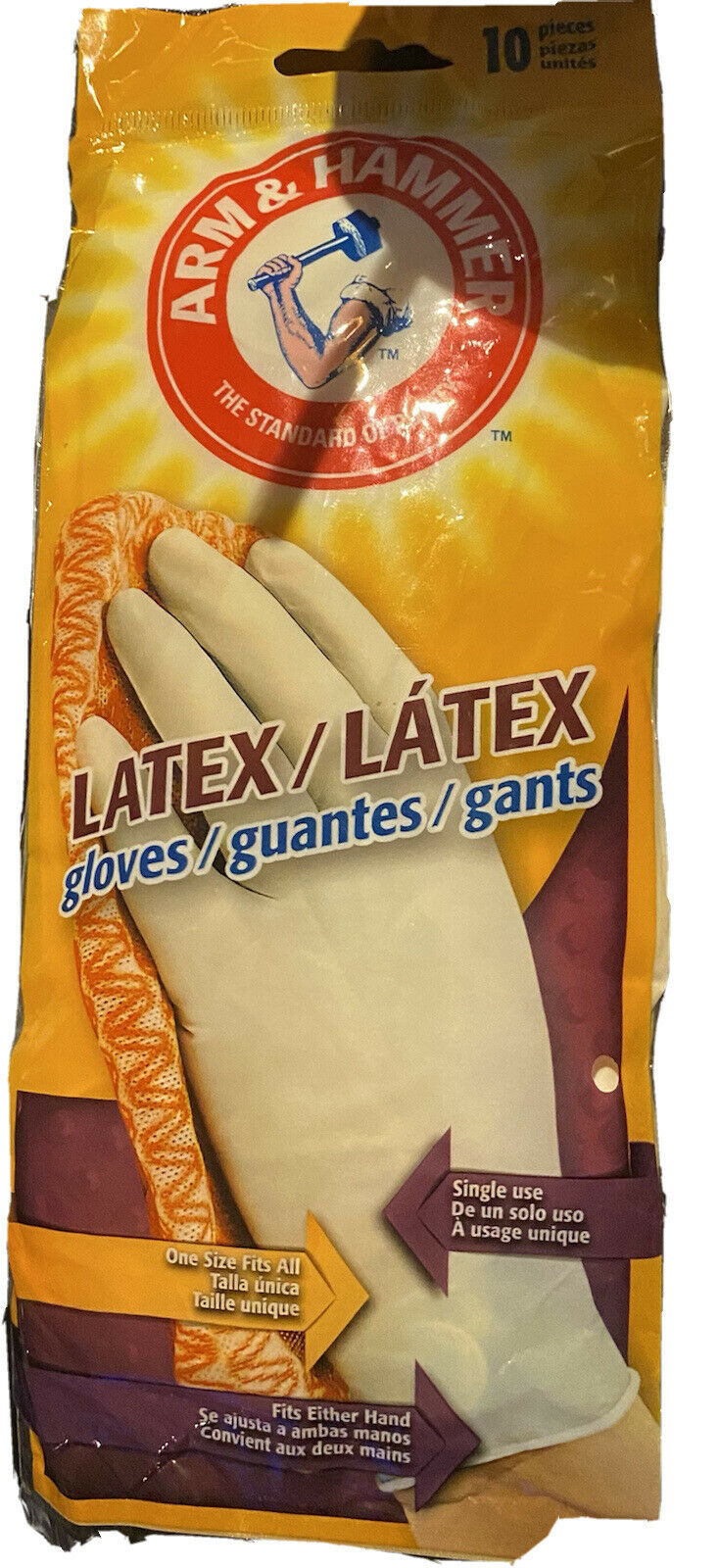 Disposable Latex Gloves 10 Pieces Arm & Hammer