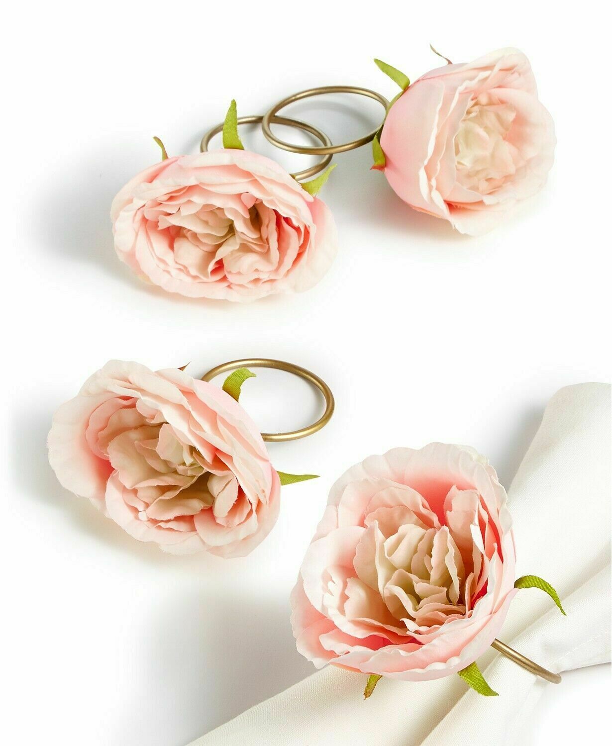 Martha Stewart Collection Royal Blush Napkin Rings Set Of 4 Shabby Floral Easter