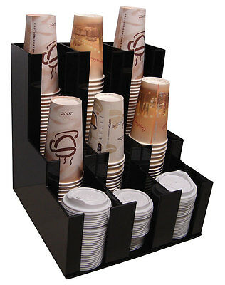 Cup Office Lid Dispenser Holder Coffee And Condiment Caddy Rack Organize 1008