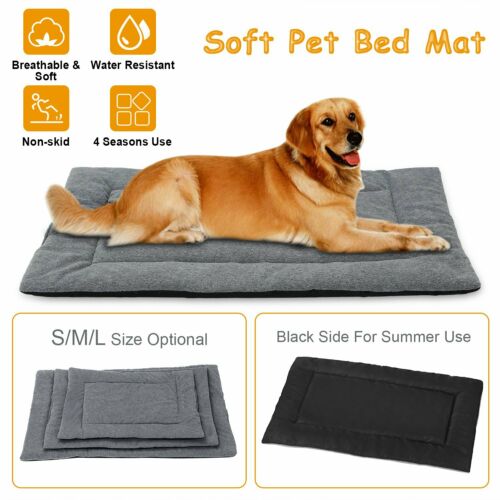 Dog Bed Mat Fleece Pet Dog Crate Carpet Reversible Pad Cushion For S/m/l Dogs