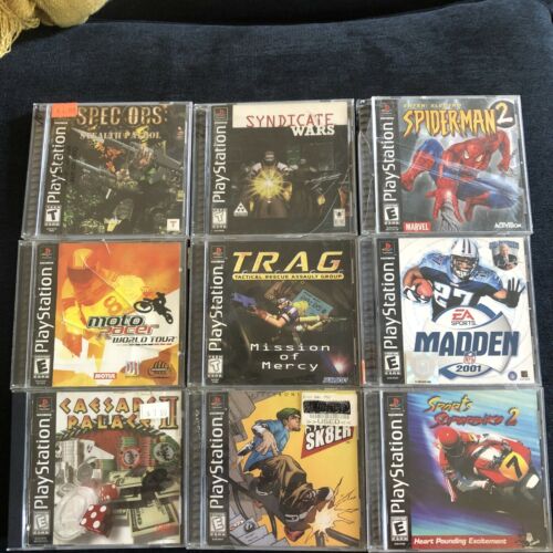 Lot Of 10 Cib Ps1 Games: Spec Ops, Syndicate Wars, Spider-man 2, Trag, Madden+++