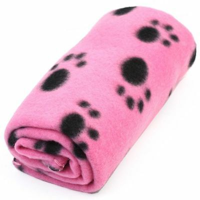Pet Dog Cat Puppy Kitten Soft Blanket Doggy Warm Bed Mat Paw Print Cushion Pink
