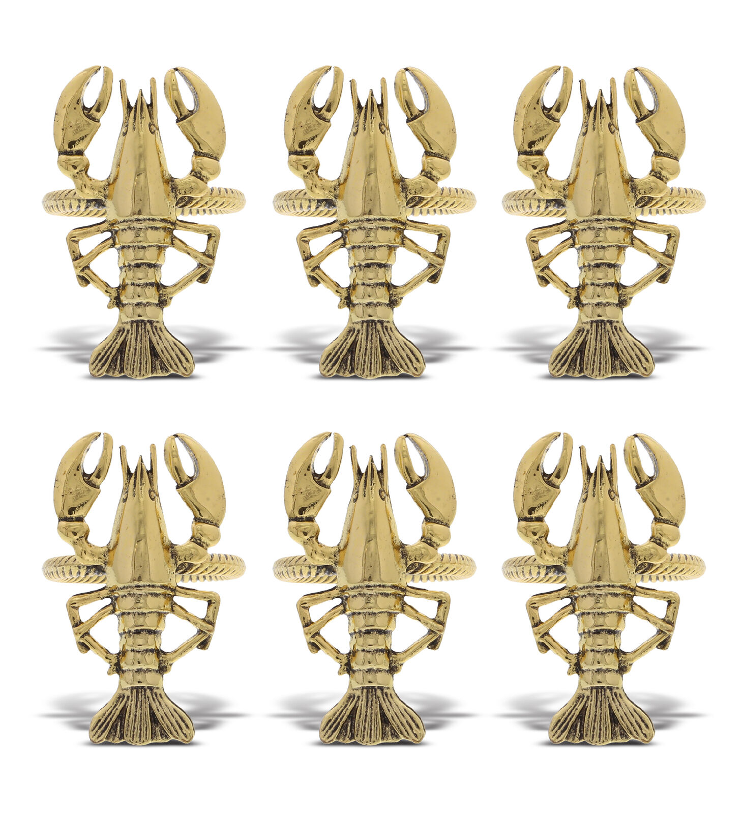 Kitchabon Gold Napkin Rings Set Of 6, Banquet Table Setting Decor- Lobster