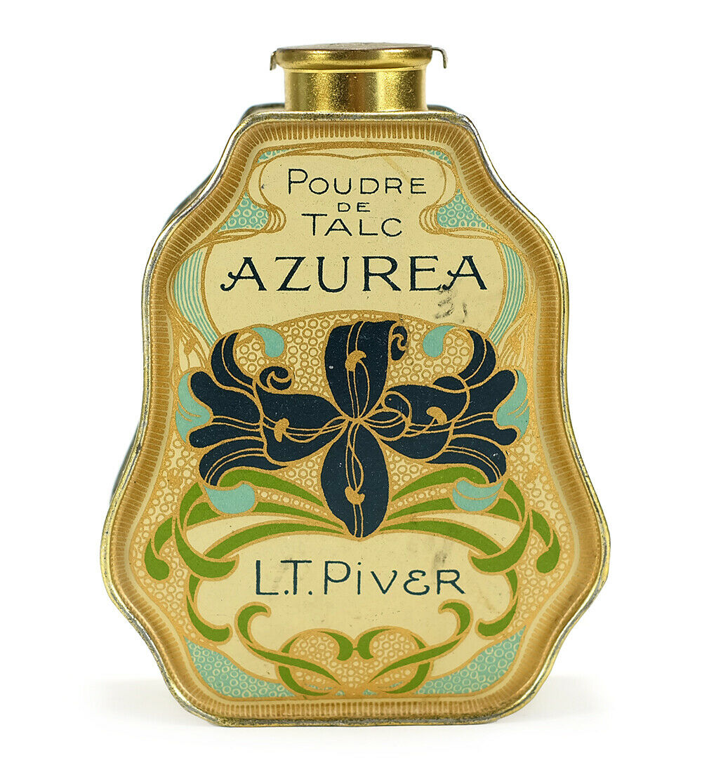 Antique 1920s Talcum Powder Tin • Poudre De Talc Azurea L.t. Piver • Exc. Cond.
