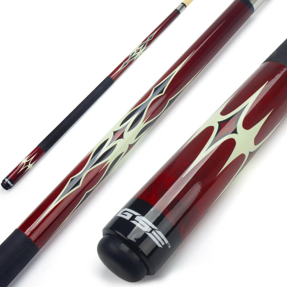 Red 58" 2-piece Canadian Maple Hardwood Billiard Pool Cue Stick (18-21 Oz)