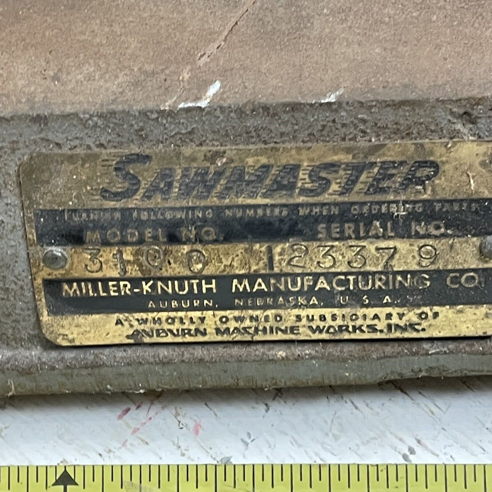 Miller-knuth Sawmaster Power Hacksaw Base