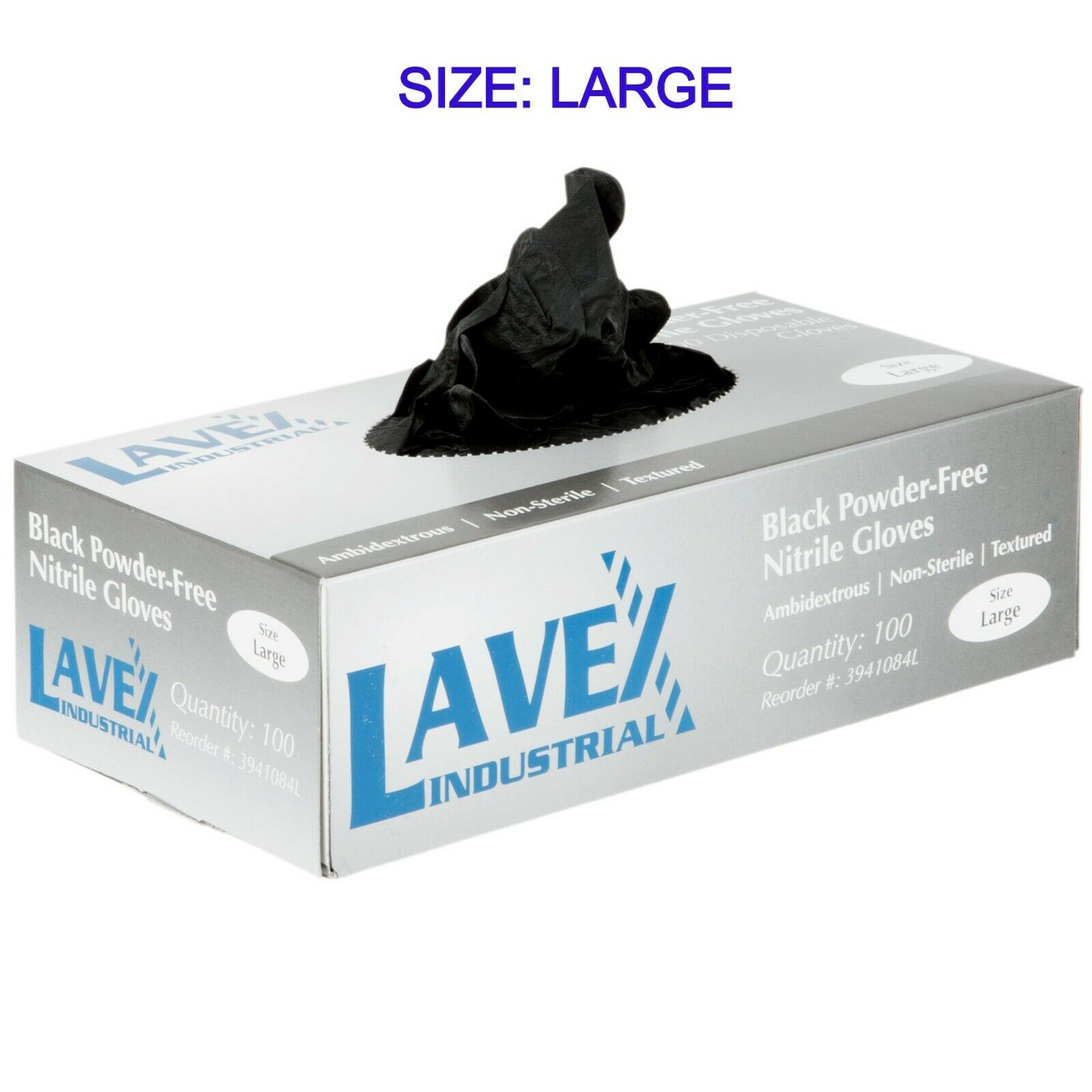 Gloves Nitrile 5 Mil Thick Powder Free Heavy Duty Black Lavex Large 100 Pc